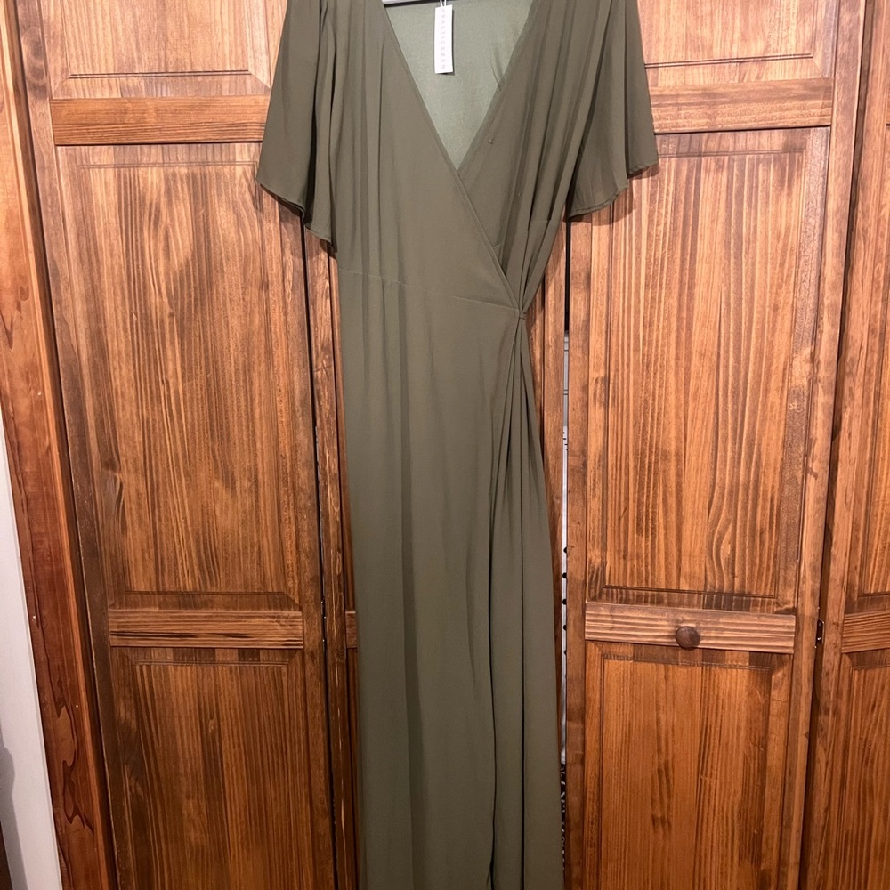 Baltic Born Olive Wrap-Style Maxi Dress